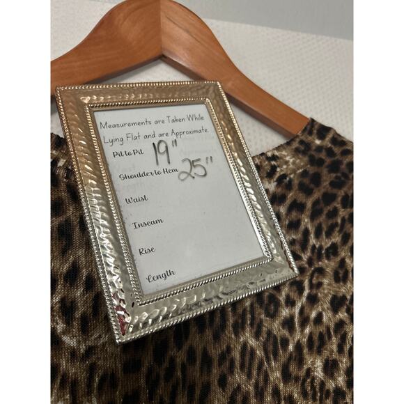 Cathy Daniels Brown Leopard Print Long Sleeve Beaded Detail Crew Neck Top Size M - Picture 8 of 9